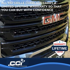 Coast to Coast Grille Insert, Overlay, Bar Style, 3 Piece, Without Light Cutouts, With Logo Cutout, Gloss Black, Plastic – IWCGI175BLK