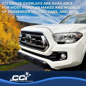 Coast to Coast Grille Insert, Overlay, 1 Piece, Bar Style, OEM Shape, Chrome Plated, ABS Plastic, Without Logo Cutout, Without Vents – GI176