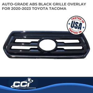 Coast to Coast Grille Insert, Overlay, 1 Piece, Bar Style, OEM Shape, Gloss Black, ABS Plastic, Without Logo Cutout, Without Vents – GI176BLK