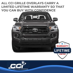 Coast to Coast Grille Insert, Overlay, 1 Piece, Bar Style, OEM Shape, Gloss Black, ABS Plastic, Without Logo Cutout, Without Vents – GI176BLK