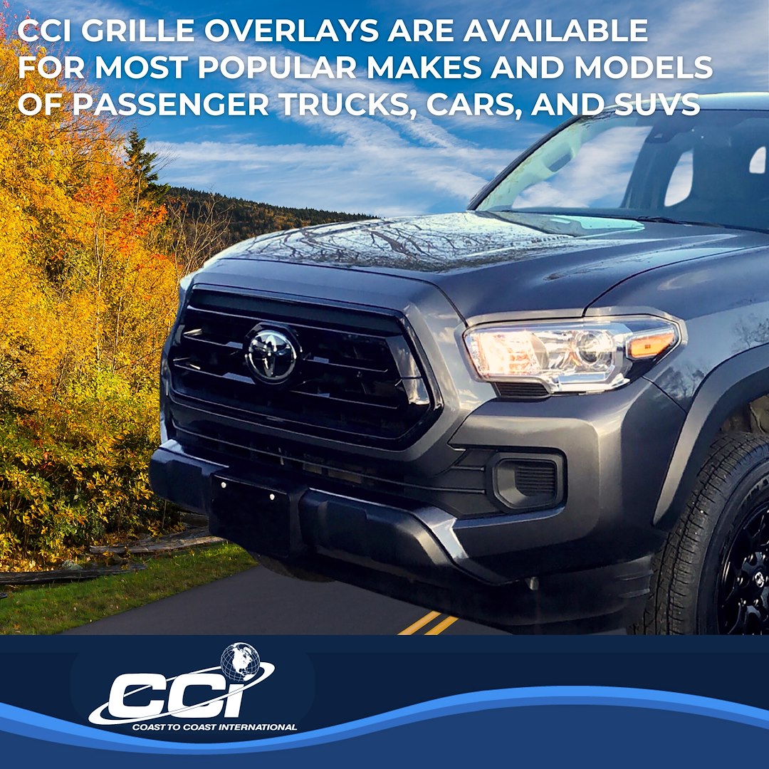 Coast to Coast Grille Insert, Overlay, 1 Piece, Bar Style, OEM Shape, Gloss Black, ABS Plastic, Without Logo Cutout, Without Vents – GI176BLK