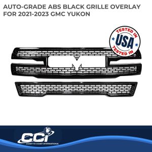 Coast to Coast Grille Insert, Overlay, 2 Piece Set, Mesh Style, OEM Shape, Gloss Black, ABS Plastic, With Logo Cutout, With Vents – GI179BLK