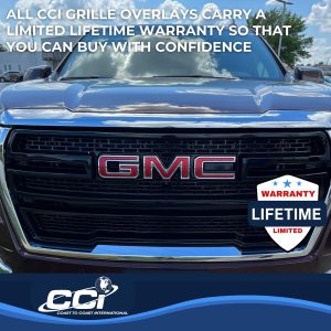 Coast to Coast Grille Insert, Overlay, 2 Piece Set, Mesh Style, OEM Shape, Gloss Black, ABS Plastic, With Logo Cutout, With Vents – GI179BLK