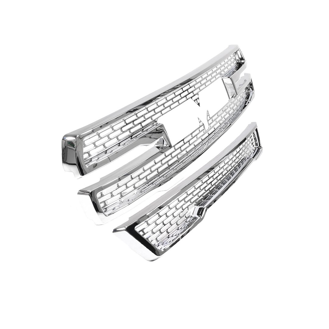 Coast to Coast Grille Insert, Overlay, 2 Piece Set, Mesh Style, OEM Shape, Chrome Plated, ABS Plastic, With Logo Cutout, With Vents – GI179C