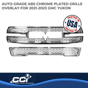 Coast to Coast Grille Insert, Overlay, 2 Piece Set, Mesh Style, OEM Shape, Chrome Plated, ABS Plastic, With Logo Cutout, With Vents – GI179C
