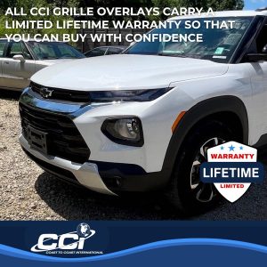 Coast to Coast Grille Insert, Overlay, Bar Style, 5 Piece, Without Emblem Cutout, Chrome Plated, ABS Plastic – GI180