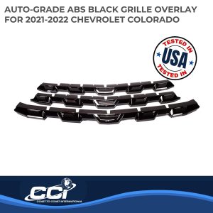 Coast to Coast Grille Insert, Overlay, Bar Style, 3 Piece, With Emblem Cutout, Painted, Gloss Black, ABS Plastic – GI181BLK