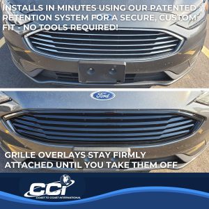 Coast to Coast Grille Insert, Overlay, 1 Piece, Bar Style, Gloss Black, ABS Plastic – GI182BLK