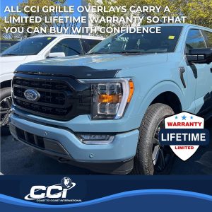 Coast to Coast Grille Insert, Impostor ®, Overlay, Bar Style, 3 Piece, With Emblem Cutout, Painted, Gloss Black, ABS Plastic – GI184BLK