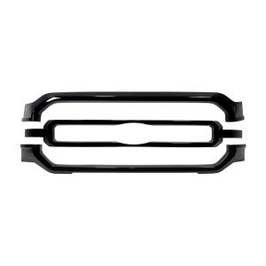 Coast to Coast Grille Insert, Impostor ®, Overlay, Bar Style, 3 Piece, With Emblem Cutout, Painted, Gloss Black, ABS Plastic – GI184BLK