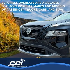 Coast to Coast Grille Insert, Overlay, Bar Style, 1 Piece, Painted, Gloss Black, ABS Plastic – GI186BLK