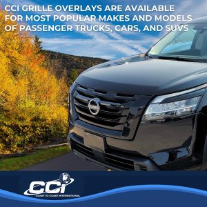 Coast to Coast Grille Insert, Overlay, Bar Style, 1 Piece, Painted, Gloss Black, ABS Plastic – GI187BLK