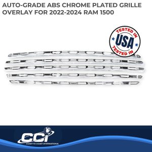 Coast to Coast Grille Insert, Overlay, Bar Style, 5 Piece, Chrome Plated, ABS Plastic – GI189