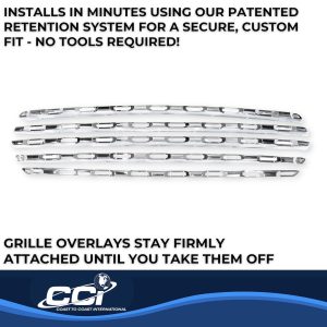 Coast to Coast Grille Insert, Overlay, Bar Style, 5 Piece, Chrome Plated, ABS Plastic – GI189
