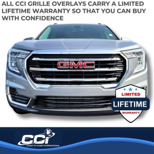 Coast to Coast Grille Insert, Overlay, Bar Style, 3 Piece, Without Emblem Cutout, Chrome Plated, ABS Plastic – GI191