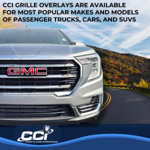 Coast to Coast Grille Insert, Overlay, Bar Style, 3 Piece, Without Emblem Cutout, Chrome Plated, ABS Plastic – GI191