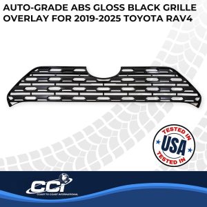 Coast to Coast Grille Insert, Overlay, Honey Comb Style, 1 Piece, Without Emblem Cutout, Painted, Gloss Black, ABS Plastic – GI195BLK