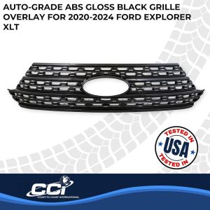 Coast to Coast Grille Insert, Overlay, Mesh Style, 2 Piece, Painted, Gloss Black, ABS Plastic, With Logo Cutout – GI197BLK