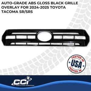 Coast to Coast Grille Insert, Overlay, Bar Style, 1 Piece, Painted, Gloss Black, ABS Plastic – GI202BLK