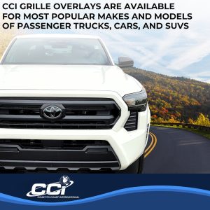 Coast to Coast Grille Insert, Overlay, Bar Style, 1 Piece, Painted, Gloss Black, ABS Plastic – GI202BLK