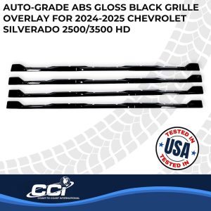 Coast to Coast Grille Insert, Tape-On Overlay, 4 Piece, Gloss Black, ABS Plastic – GI208BLK