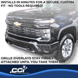 Coast to Coast Grille Insert, Tape-On Overlay, 4 Piece, Gloss Black, ABS Plastic – GI208BLK