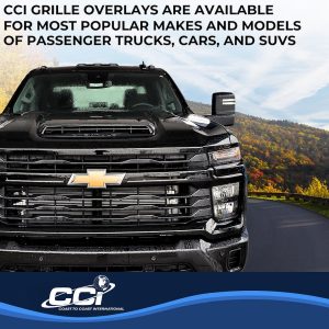 Coast to Coast Grille Insert, Tape-On Overlay, 4 Piece, Gloss Black, ABS Plastic – GI208BLK