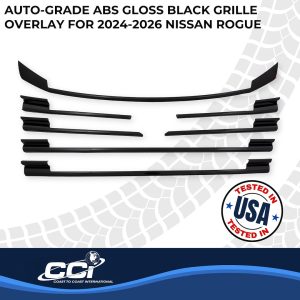 Coast to Coast Grille Insert, Overlay, Bar Style, 2 Piece, Painted, Gloss Black, ABS Plastic – GI209BLK