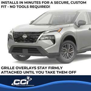 Coast to Coast Grille Insert, Overlay, Bar Style, 2 Piece, Painted, Gloss Black, ABS Plastic – GI209BLK