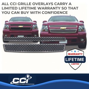 Coast to Coast Grille Insert, Overlay, Mesh Style, 2 Piece, With Emblem Cutout, Chrome Plated, ABS Plastic – IWCGI33X