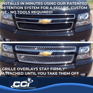 Coast to Coast Grille Insert, Overlay, Mesh Style, 2 Piece, With Emblem Cutout, Chrome Plated, ABS Plastic – IWCGI33X