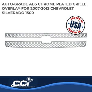 Coast to Coast Grille Insert, Overlay, Mesh Style, 2 Piece, With Emblem Cutout, Chrome Plated, ABS Plastic – IWCGI40