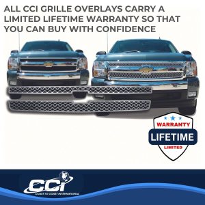 Coast to Coast Grille Insert, Overlay, Mesh Style, 2 Piece, With Emblem Cutout, Chrome Plated, ABS Plastic – IWCGI40