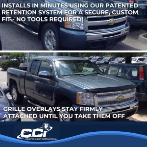 Coast to Coast Grille Insert, Overlay, Mesh Style, 2 Piece, With Emblem Cutout, Chrome Plated, ABS Plastic – IWCGI40