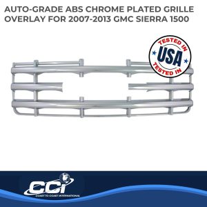 Coast to Coast Grille Insert, Overlay, Horizontal Bar Style, 1 Piece, With Emblem Cutout, Chrome Plated, ABS Plastic – IWCGI42