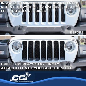 Coast to Coast Grille Insert, Overlay, 7 Piece, Black, ABS Plastic – ABS6490B