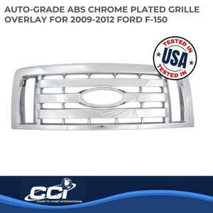 Coast to Coast Grille Insert, Overlay, Bar Style, 1 Piece, With Emblem Cutout, Chrome Plated, ABS Plastic – IWCGI73