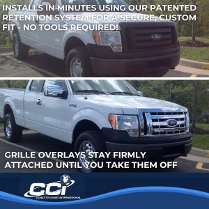 Coast to Coast Grille Insert, Overlay, Bar Style, 1 Piece, With Emblem Cutout, Chrome Plated, ABS Plastic – IWCGI73