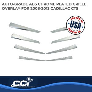Coast to Coast Grille Insert, Overlay, Horizontal Bar Style, 8 Piece, With Emblem Cutout, Chrome Plated, ABS Plastic – IWCGI76