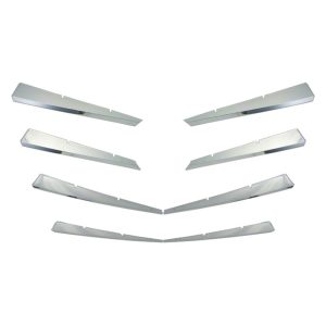 Coast to Coast Grille Insert, Overlay, Horizontal Bar Style, 8 Piece, With Emblem Cutout, Chrome Plated, ABS Plastic – IWCGI76