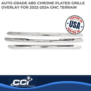 Coast to Coast Grille Insert, Overlay, Horizontal Bar/ Mesh Style, 1 Piece, With Emblem Cutout, Chrome Plated, ABS Plastic – IWCGI91