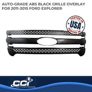 Coast to Coast Grille Insert, Overlay, Horizontal Bar/ Mesh Style, 1 Piece, With Emblem Cutout, Black, ABS Plastic – IWCGI91BLK