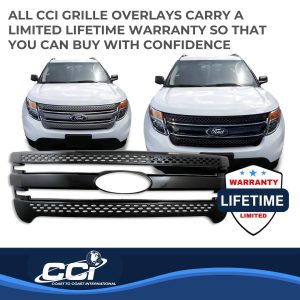 Coast to Coast Grille Insert, Overlay, Horizontal Bar/ Mesh Style, 1 Piece, With Emblem Cutout, Black, ABS Plastic – IWCGI91BLK