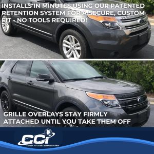 Coast to Coast Grille Insert, Overlay, Horizontal Bar/ Mesh Style, 1 Piece, With Emblem Cutout, Black, ABS Plastic – IWCGI91BLK