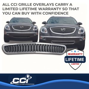 Coast to Coast Bumper Grille Insert, Overlay, Vertical Bar Style, 1 Piece, Chrome Plated, ABS Plastic – IWCGI93B