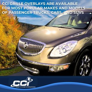 Coast to Coast Bumper Grille Insert, Overlay, Vertical Bar Style, 1 Piece, Chrome Plated, ABS Plastic – IWCGI93B