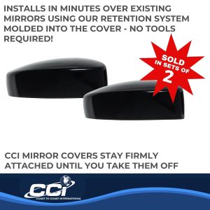Coast to Coast Exterior Mirror Cover, Full Cover, Gloss Black, ABS Plastic, Set of 2, With Turn Signal Cutout – MC6240B