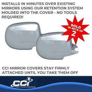 Coast to Coast Exterior Mirror Cover, Full Cover, Chrome Plated, ABS Plastic, Set of 2 – CCIMC67303