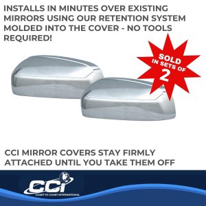 Coast to Coast Exterior Mirror Cover, Top Half, Replacement, Chrome Plated, ABS Plastic, Set of 2 – CCIMC67314R