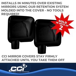 Coast to Coast Exterior Mirror Cover, Full Cover, Black, ABS Plastic, Set of 2 – CCIMC67401BK